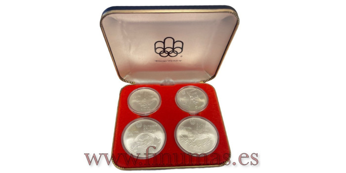 CANADA - S05. Estuche oficial Olimpiapas Montreal. 4ª Serie 1975. 4 Piezas Plata SC
