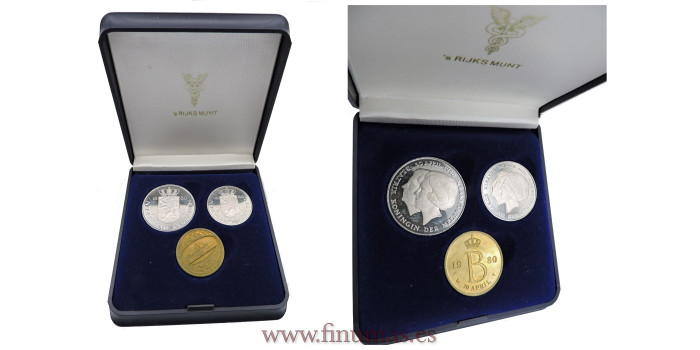 DUTCH - K-200.- SET PROOF 1 and 2'5 GOULDEN 1980.