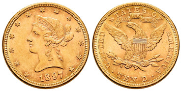 EE.UU - K-102 - 10 DOLLAR - LIBERTY HEAD. 1897 ORO