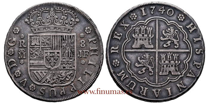 Cy08790.- FELIPE V  8 REALES 1740 MADRID J.F. NGC XF40