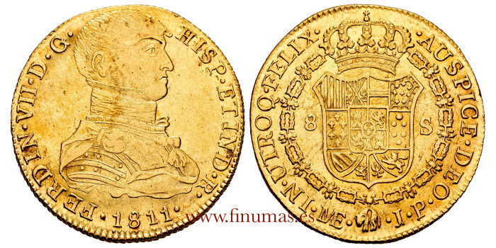 Cy15502.- FERNANDO VII - 8 Escudos Lima 1811 J.P. EBC+