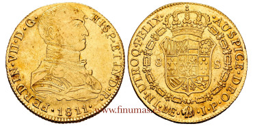 Cy15502.- FERNANDO VII - 8 Escudos Lima 1811 J.P. EBC+