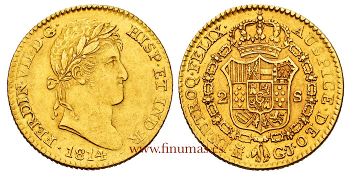 Cy15357.- FERNANDO VII - 2 Shields 1814 Madrid G.J.