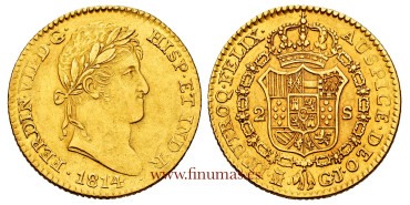 Cy15357.- FERNANDO VII - 2 Shields 1814 Madrid G.J.
