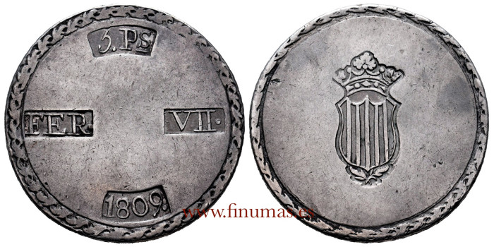 Cy14946.- Ferdinand VII 5 Pesetas 1809 Tarragona.  EBC-