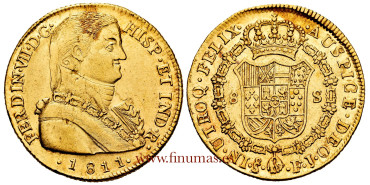 Cy15505.- FERNANDO VII - 8 Escudos 1811 Mexico H.J. EBC+