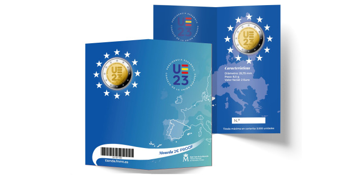 CARTERA EURO B.U. SET EUROS ESPAÑA 2023- 2 EUROS PRESIDENCIA UE -PROOF
