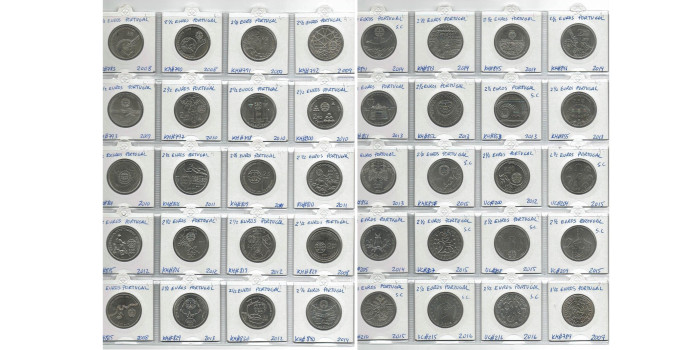 PORTUGAL - K-783/869 - 40 x 2'5 Euro 2008 a 2016. SC