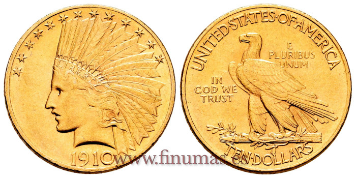 USA K-130.- 10 DOLLAR 1910 INDIAN HEAD. EBC - GOLD