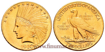 USA K-130.- 10 DOLLAR 1910 INDIAN HEAD. EBC - GOLD
