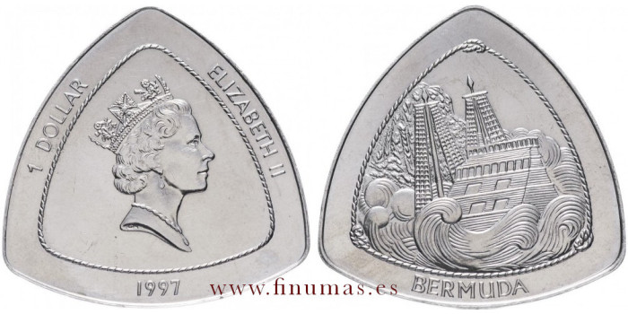 BERMUDAS - K-095 - 1 DOLLAR 1997 - Destruction of the Sea Venture
