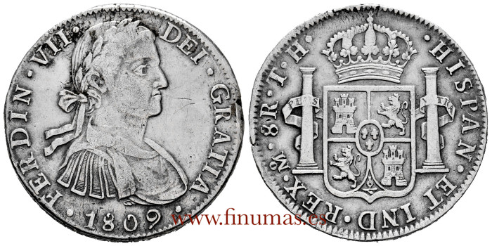 Cy14941.-FERNANDO VII - 8 Reales 1809 Mexico T.H. - MBC+