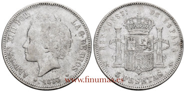 Cy16702C.-ALFONSO XIII - 5 Pesetas 1893 PGV. BC