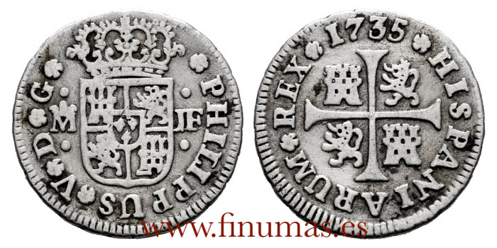Cy07712.-FELIPE V - 1/2 Real 1735 Madrid J.F.  MBC