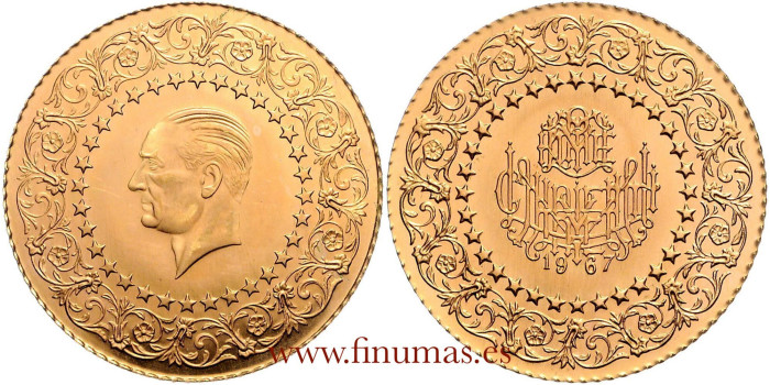 TURKIA K-873.-  250 KURUSH 1967.  S.C.  ORO