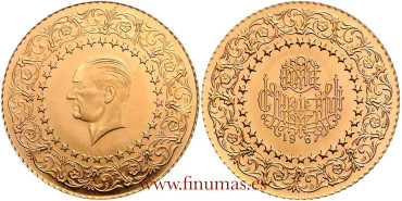 TURKIA K-873.-  250 KURUSH 1967.  S.C.  ORO