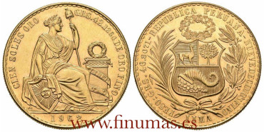 PERU - K-231. 100 SOLES 1962. S.C. - GOLD