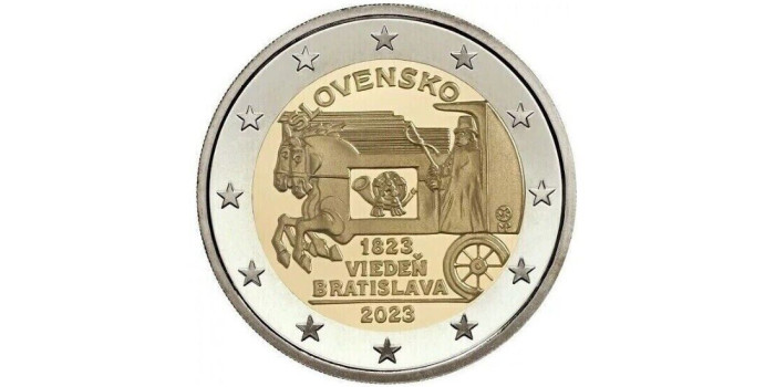 2 EUROS CONMEMORATIVOS ESLOVAQUIA 2023 "CORREO A CABALLO"