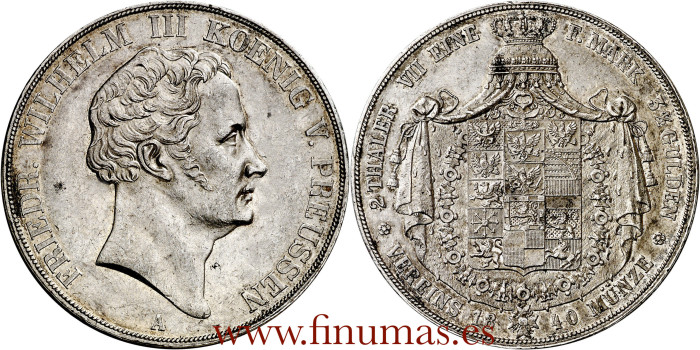ALEMANIA ESTADOS - PRUSSIA - K-425.-  DOBLE TALER 1840. SC - PLATA