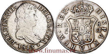 Cy15021.-FERNANDO VII - 8 Reales 1813 Cadiz C.J. - MBC