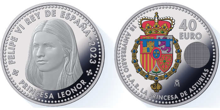 40 EUROS SPAIN 2023 "AGE OF MAJORITY INFANTA LEONOR" - SILVER/COLOUR