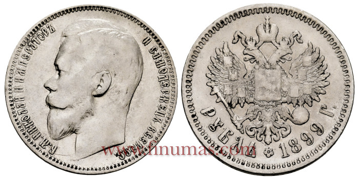 RUSSIA - EMPIRE - K-059 - 1 ROUBLE 1899 AR. MBC - SILVER