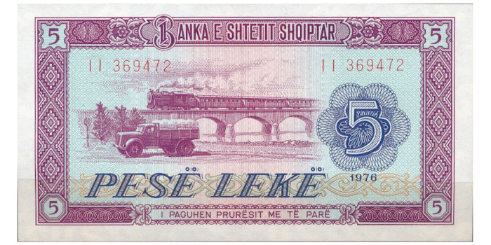 ALBANIA B-042 - 5 Leke 1976 - SC