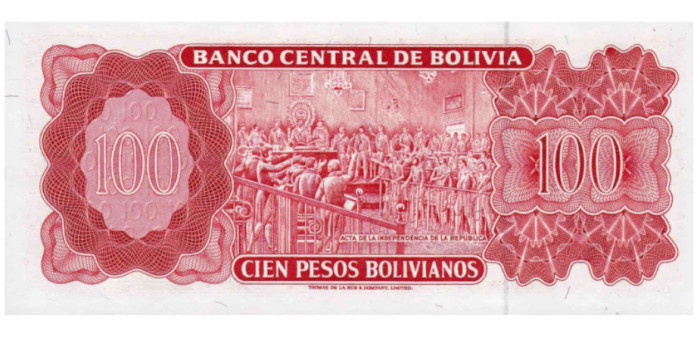BOLIVIA B-163 100 Pesos 1962 - EBC