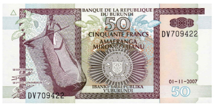 BURUNDI B-036 - 50 Francos 2007 - SC