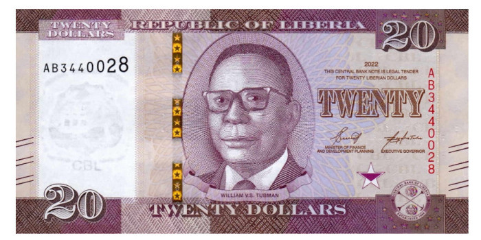LIBERIA B-039 - 20 Dollar 2022 - SC