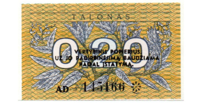 LITUANIA B-030 - 0.20 Talonas 1991 - SC