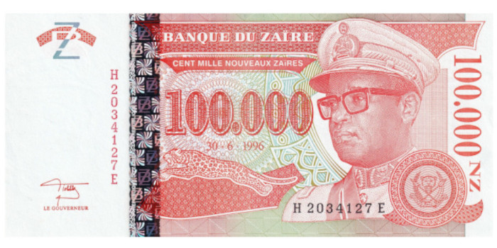 ZAIRE B-077 100,000 Zaires 1996 - SC 