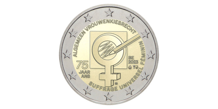 2 EUROS CONMEMORATIVOS BELGICA 2023 "SUFRAGIO FEMENINO"