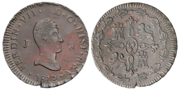 Cy14069.- FERNANDO VII - 8 Maravedis 1812  JUBIA.  EBC