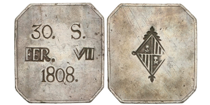 Cy14923.- FERNANDO VII - 30 SOUS 1808 Mallorca  T.H.- EBC-