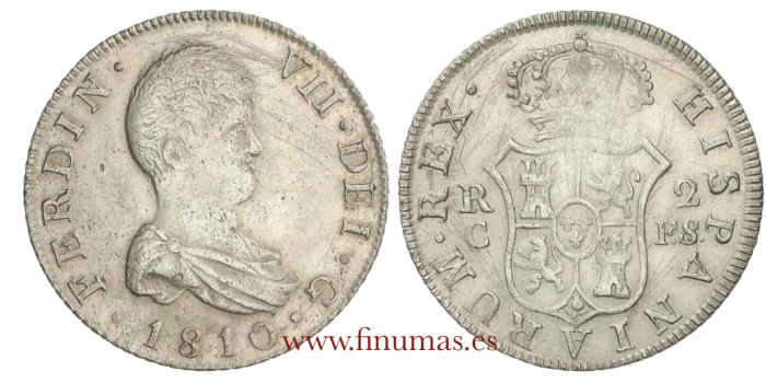 Cy14544F.- FERNADO VII 2 Reales 1810 Cataluña F.S. MBC+
