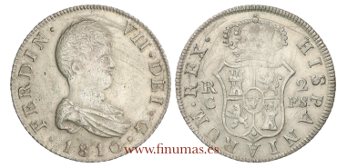 Cy14544F.- FERNADO VII 2 Reales 1810 Cataluña F.S. MBC+
