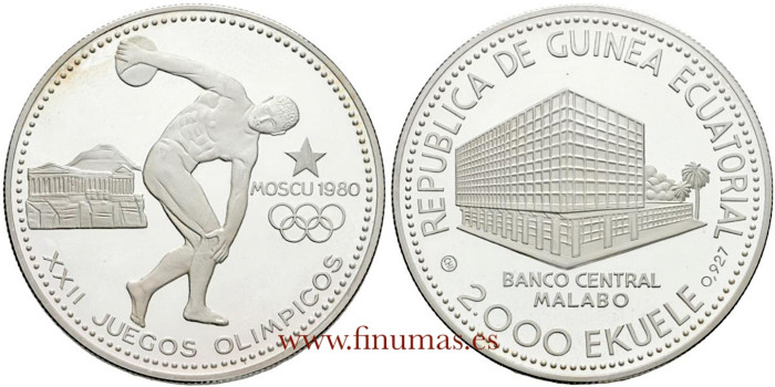 GUINEA ECUATORIAL - K-037.- 2000 EUKELE 1978. OLIMPIADAS MOSCU. PROOF - PLATA