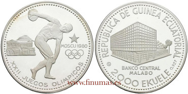 EQUATORIAL GUINEA - K-037.- 2000 EUKELE 1978. MOSCOW OLYMPICS. PROOF - SILVER