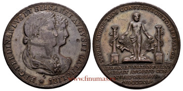 Cy15619M.-FERNANDO VII - Medalla  boda  Ferndando VII e Isabel de Braganza - AE