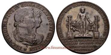 Cy15619M.-FERNANDO VII - Wedding medal of Fernando VII and Isabel de Braganza - AE