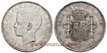 Cy16719.- Alfonso XIII 1 Peso Puerto Rico1895- MBC
