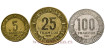 GUINEA ECUATORIAL - K-59/60/62  5/25/100 Francos 1985/86