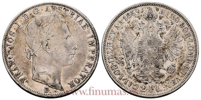 AUSTRIA - K-2230 - 2 Florines 1859 B - EBC-