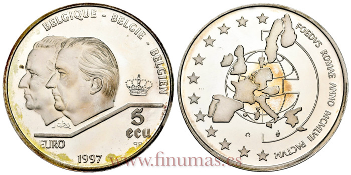 BELGICA - K-205 - 5 Ecus 1987 PROOF  