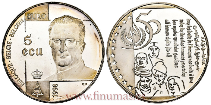 BELGICA - K-221 - 5 Ecus 1998, PROOF  