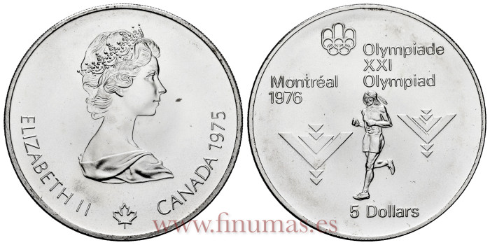CANADA - K-098 - 5 DOLLAR 1975 S.C - PLATA