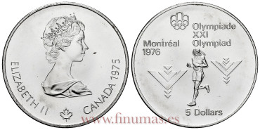 CANADA - K-098 - 5 DOLLAR 1975 S.C - PLATA