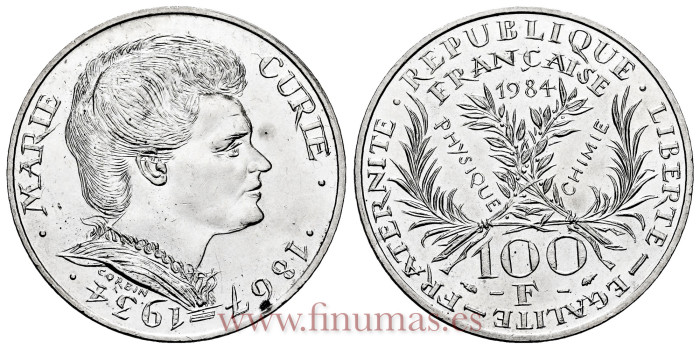 FRANCIA - K-955 - 100 Francos 1984 -  SC Marie Curie