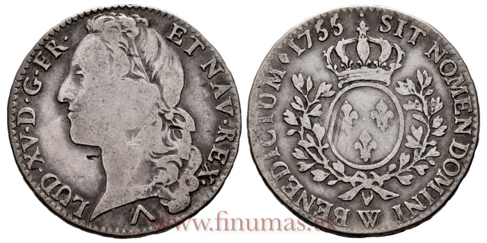 FRANCIA - K-516 - 1/2 Ecu 1755 W -Lille -  BC, LUIS XV